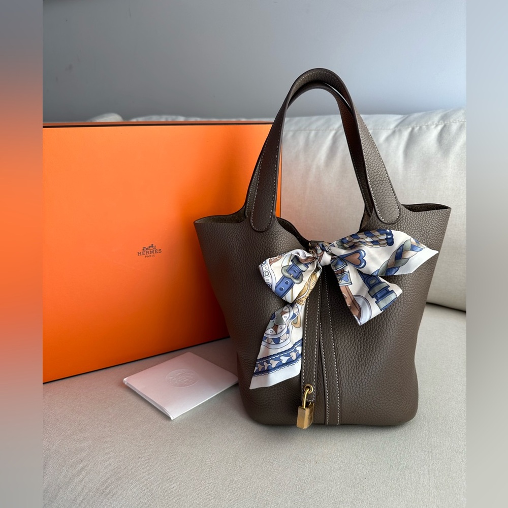 Hermes Picotin 22 Etoupe GHW